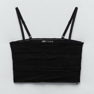 Zara crochet Black Women's crop Top beach summer vacation size medium